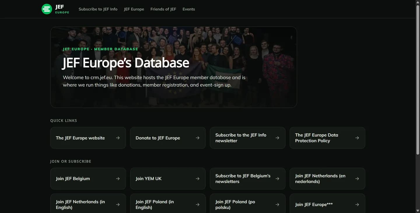 JEF Europe website